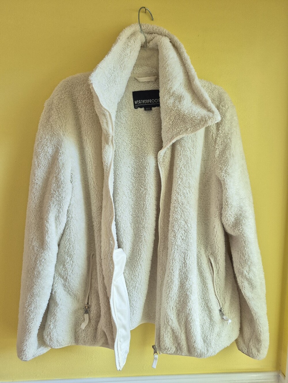 EUC Weatherproof Cream Teddy Sherpa Zip Jacket
